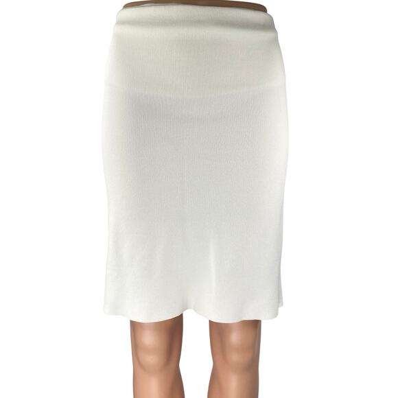 Zara Women's White High Waisted Back Zip Knit Pencil Mini Slip Skirt Size S - Picture 1 of 5